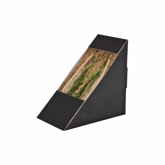 Boîte kraft noir pour Sandwich Triangle Double x50