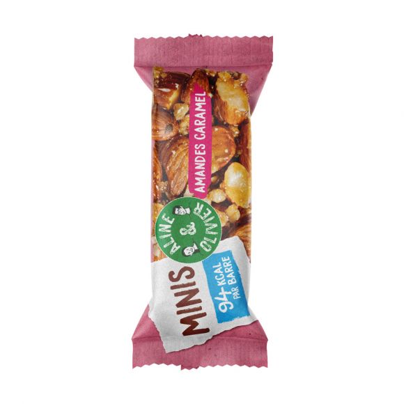 ALINE ET OLIVIER - MINI SNACK AMANDES CARAMEL BARRE 18G x36