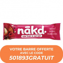 NAKD - BARRE VEGAN BERRY DELIGHT FRAMBOISES 35G ECHANTILLON x1