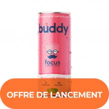 BUDDY - BOISSON FOCUS PETILLANTE GRENADE HIBISCUS CANETTE 250ML x12 BIO