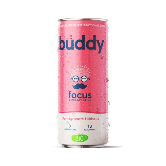 BUDDY - BOISSON FOCUS PETILLANTE GRENADE HIBISCUS CANETTE 250ML x12 BIO