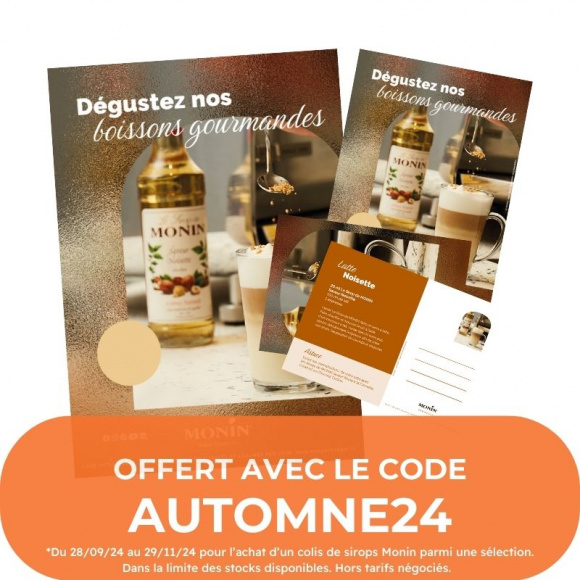 MONIN - KIT PLV BOISSON AUTOMNE - POSTER x2 CHEVALET x5 RECETTE x2