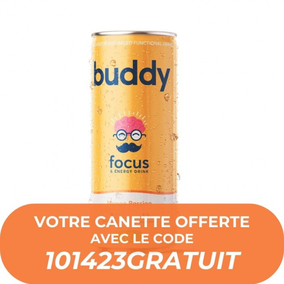 BUDDY - BOISSON FOCUS PETILLANTE MANGUE PASSION CANETTE 250ML x1