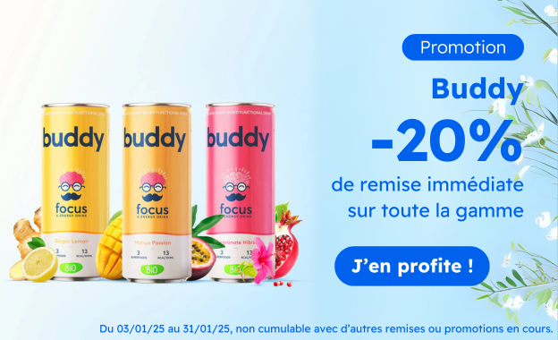 Promo sur les boissons énergisantes Buddy